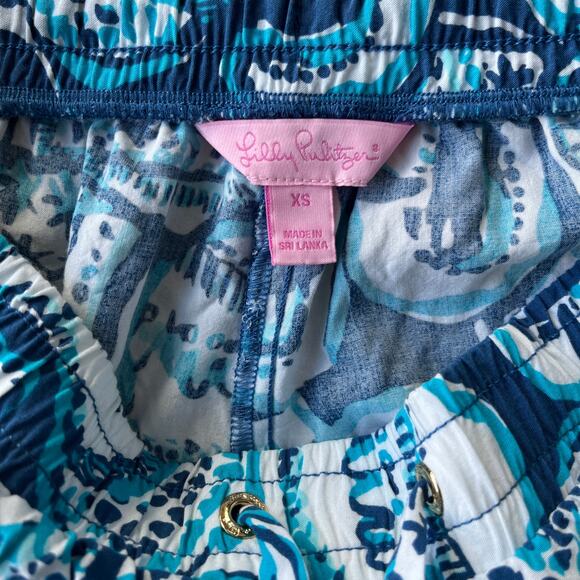 Lilly Pulitzer 5" Katia Short In Indigo Keep On Trunkin Elephants Blue White - Picture 3 of 3